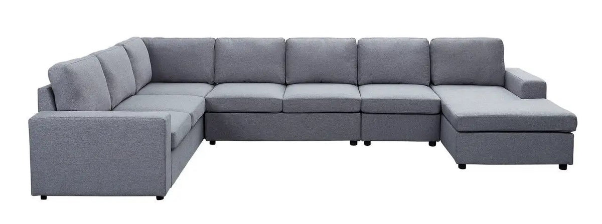 Hayden 7 Seat Reversible Modular Sectional | Sofa With Chaise | Solid Wood Frame | 146.5 Inch Width