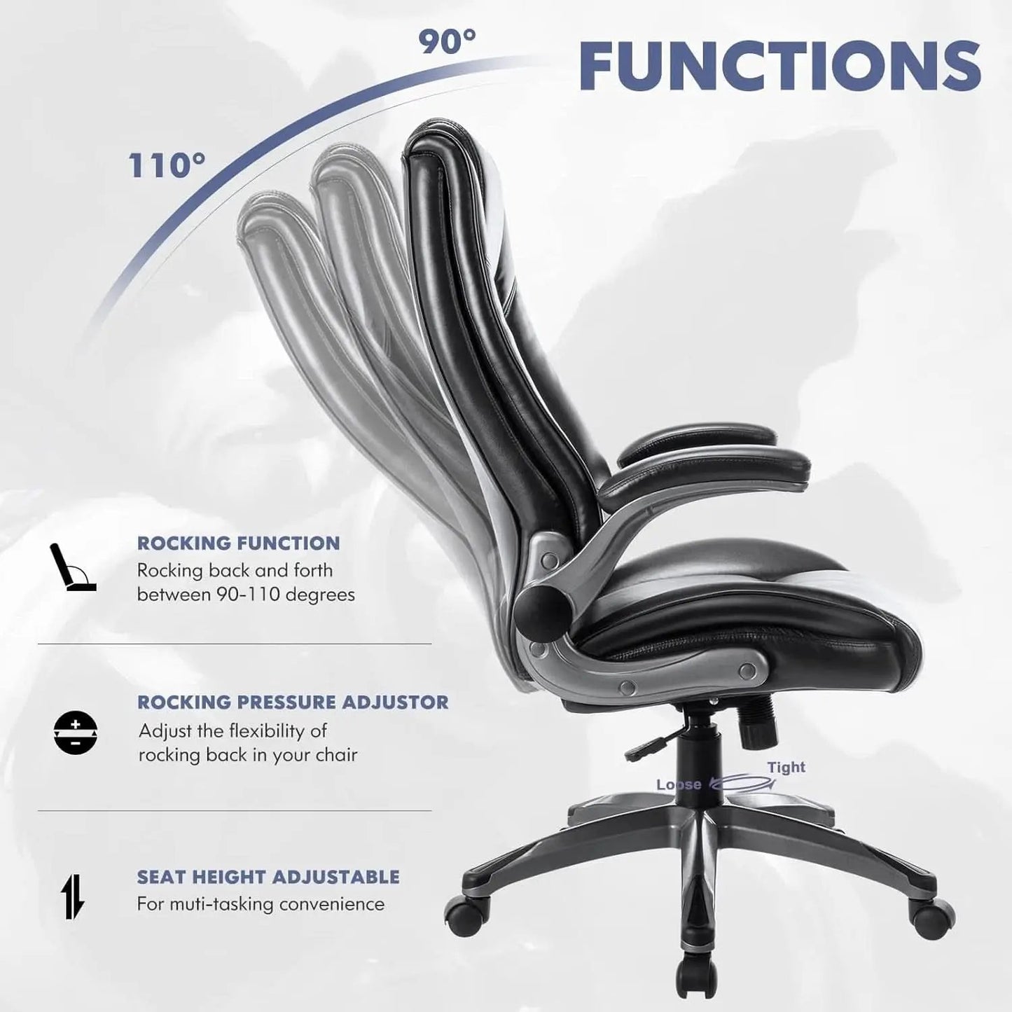 Bonded Leather Executive Office Chair Black High Back from PriceLows™