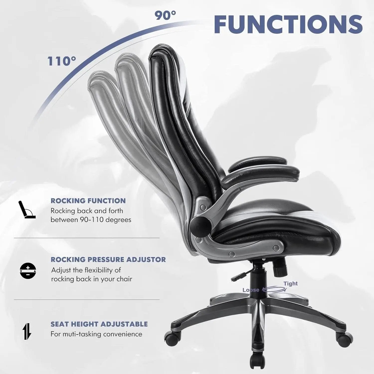 Bonded Leather Executive Office Chair Black High Back from PriceLows™