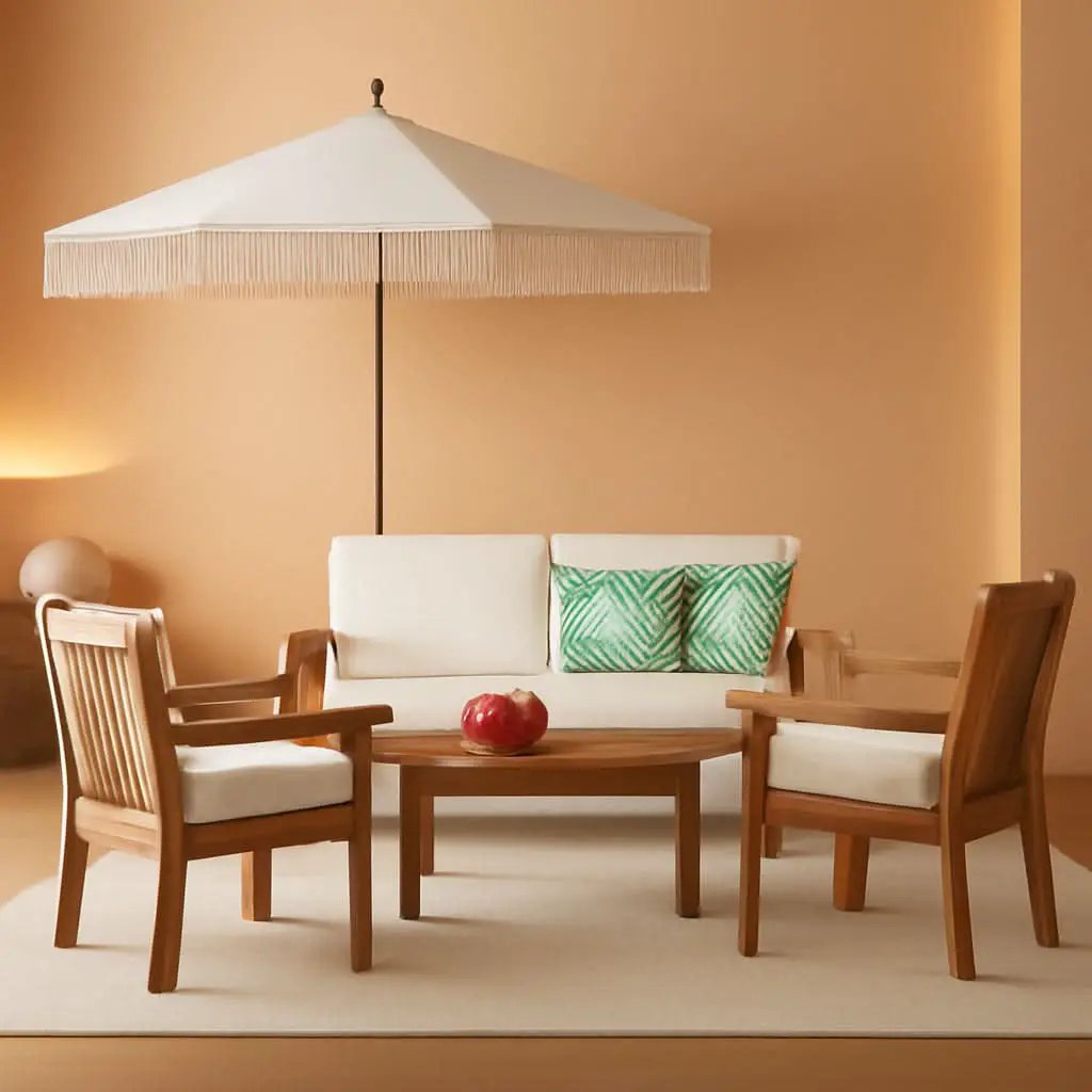 Acacia Wood 4 Piece Patio Conversation Set With Cushions from PriceLows™