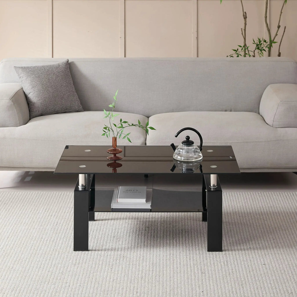 Tempered Glass Table | Hidden Storage | Easy Assembly