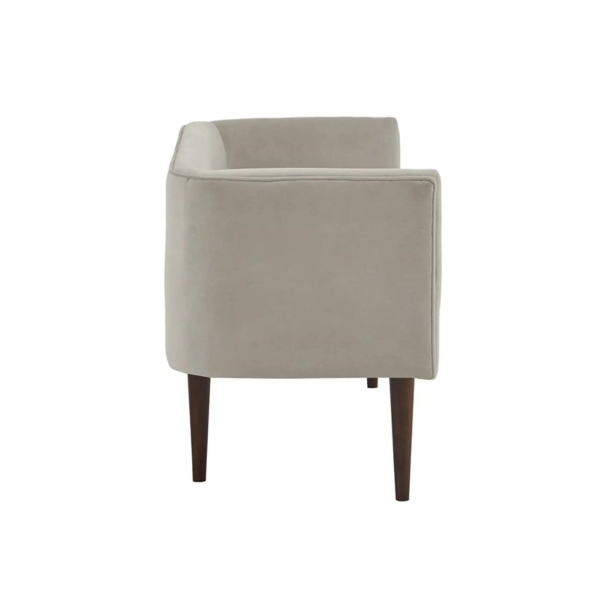 Farrah Accent Bench With Low Back & Sides | 19.5 x 49 x 23.75 in | Solid Wood & Velvet | Cream