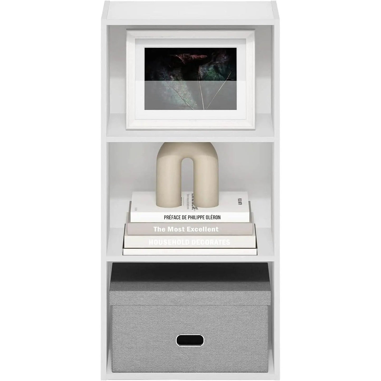 Luder Three Tier Open Shelf Bookcase Bright White Finish from PriceLows™