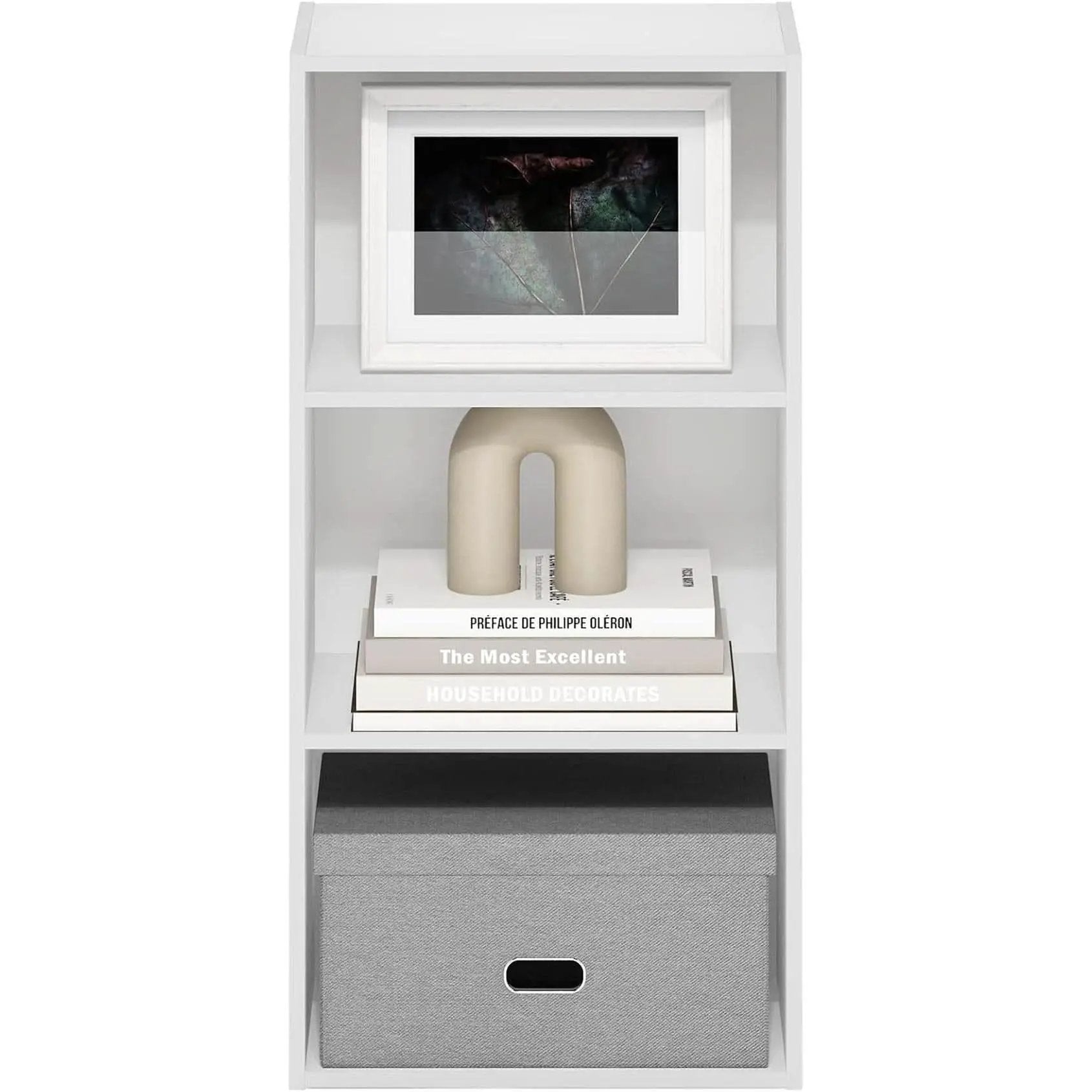 Luder Three Tier Open Shelf Bookcase Bright White Finish from PriceLows™