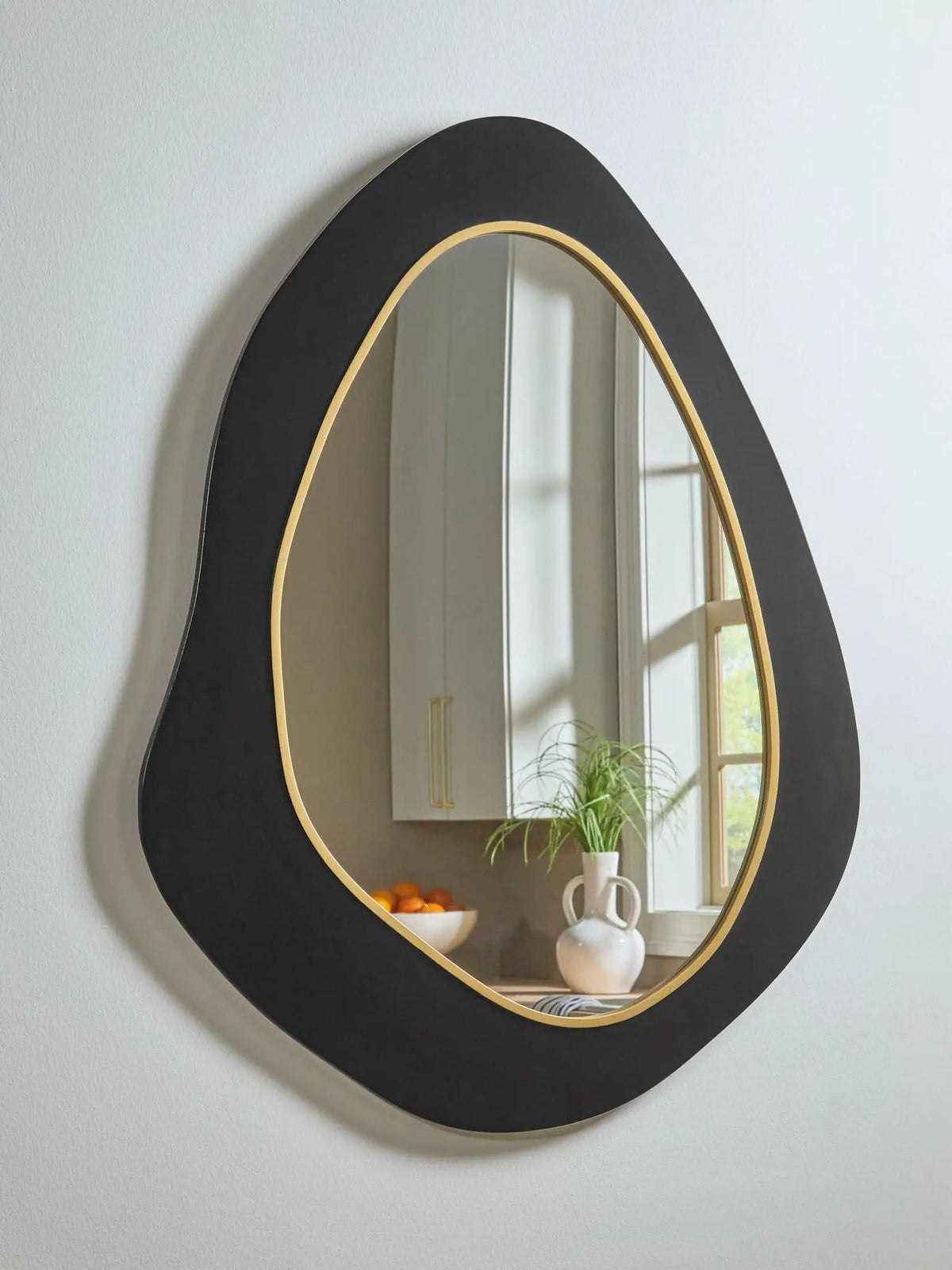 Kierlock Accent Mirror | 32.38 x 0.5 x 40.25 in | Living Room Furniture | Black / Gold Finish