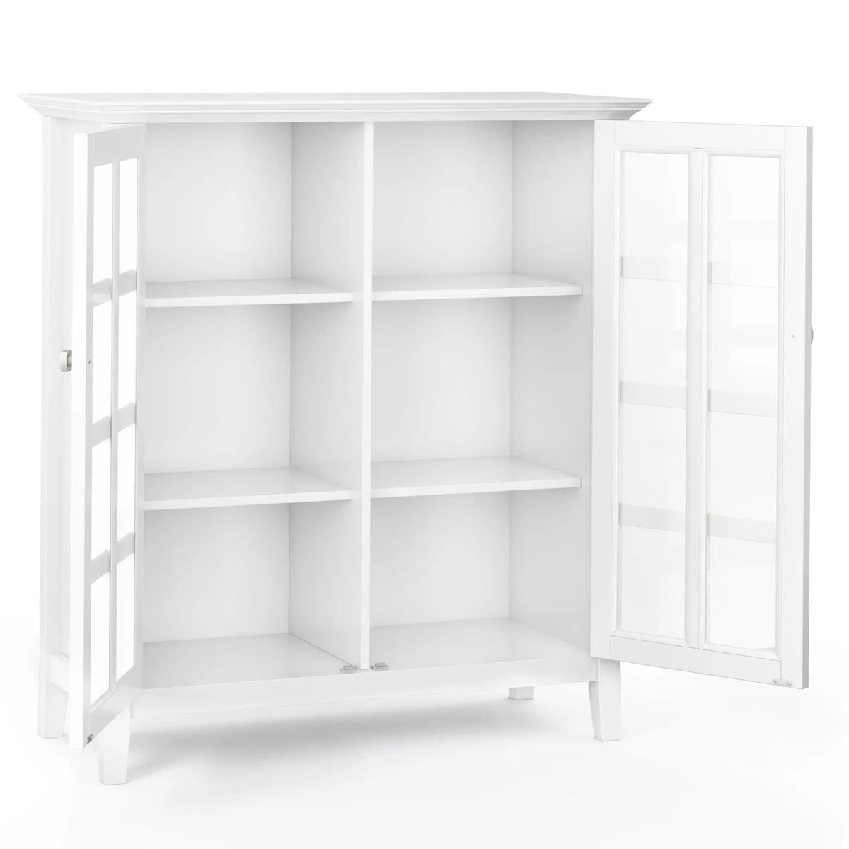 Acadian Storage Cabinet | Medium Handcrafted Solid Wood | Two Glass Doors | Two Adjustable Shelves