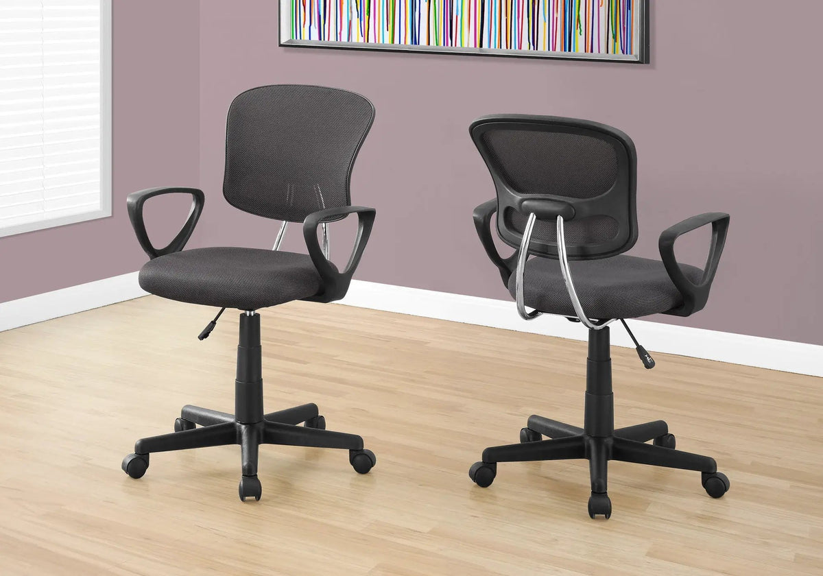 Kids Mid-Back Office Chair | Adjustable Height Swivel | Armrests | 5-Star Base