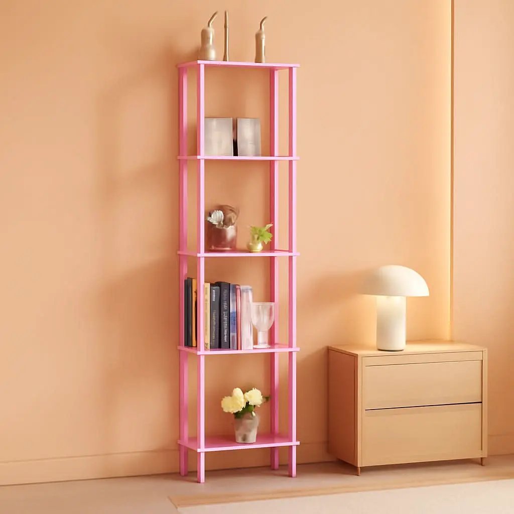 65 Inch Rustic Corner Shelf Stand 5 Tier Display Shelves from PriceLows™