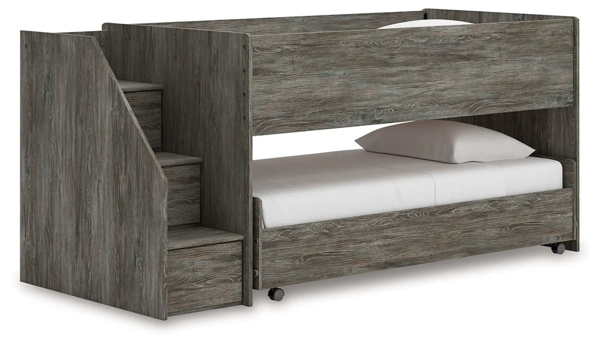 Frandern Twin Over Twin Loft Bed | Loft Bed | Engineered Wood & Metal | Gray