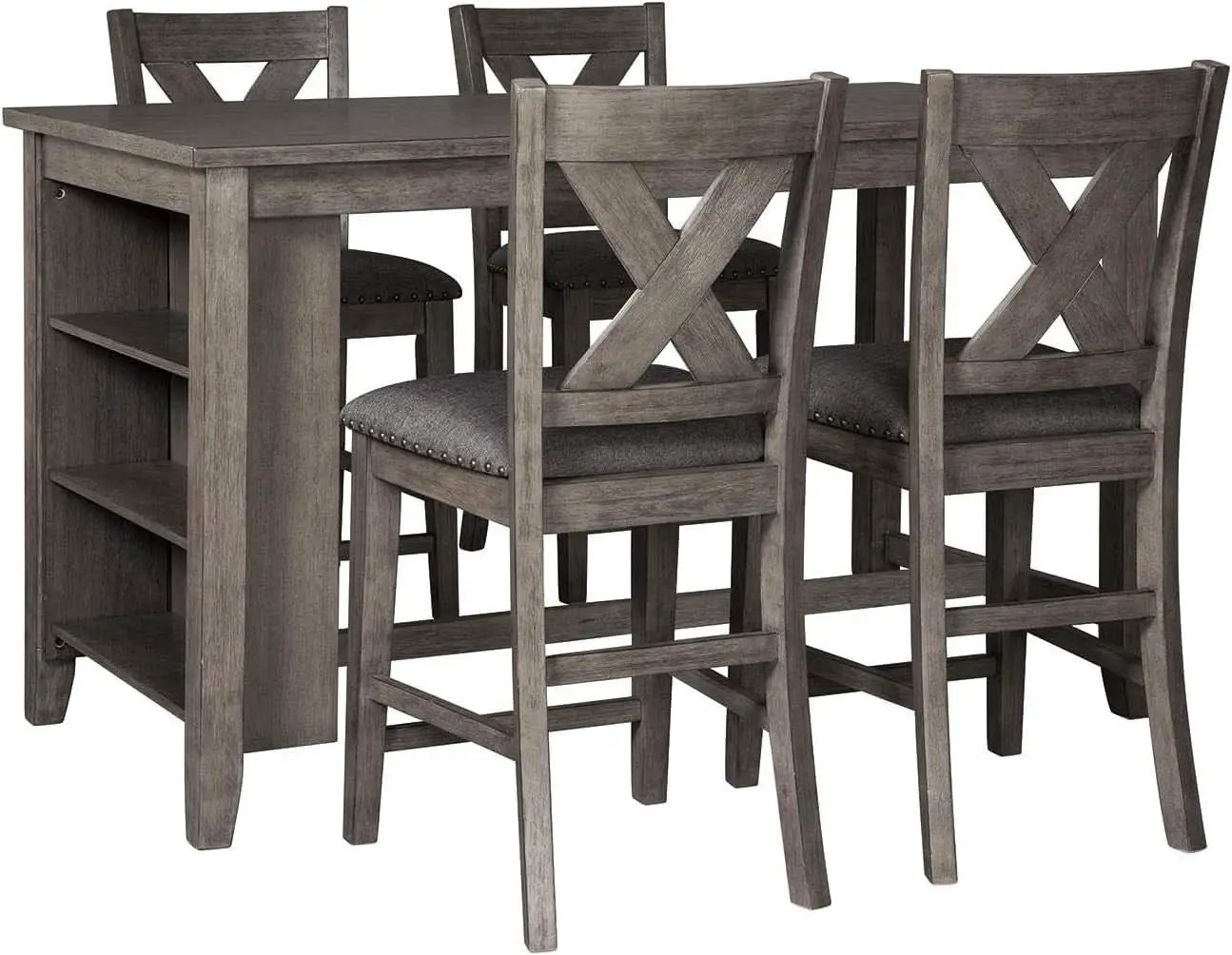Caitbrook Rustic Counter Height Dining Table With Storage from PriceLows™