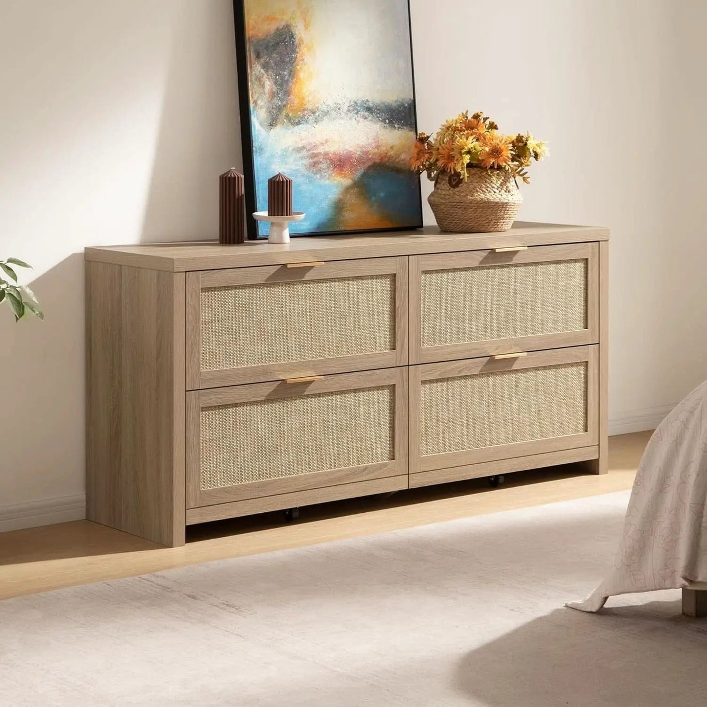 60.8 Inch Dresser Caramel Oak Finish With 7 Drawers from PriceLows™