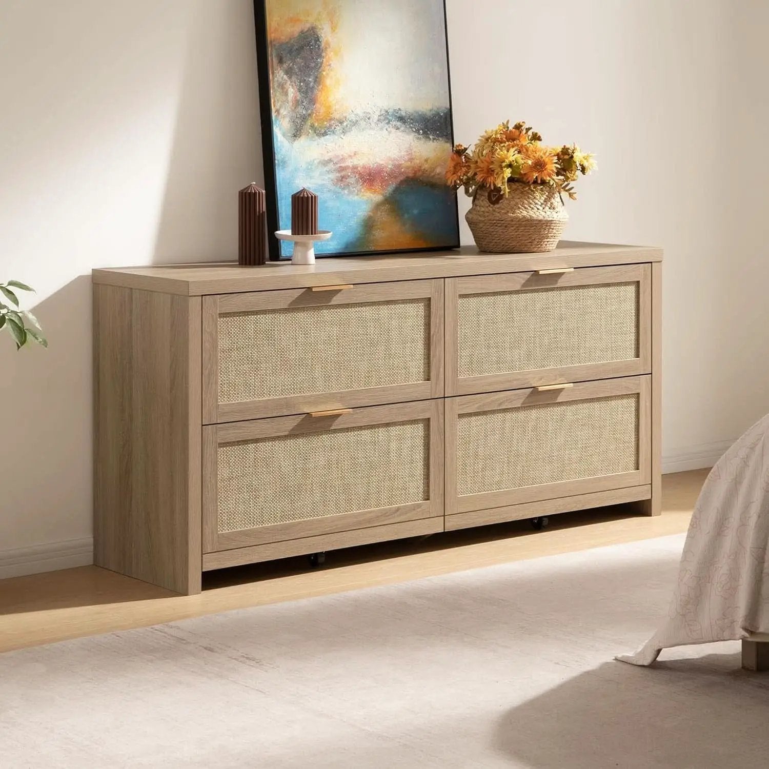 60.8 Inch Dresser Caramel Oak Finish With 7 Drawers from PriceLows™
