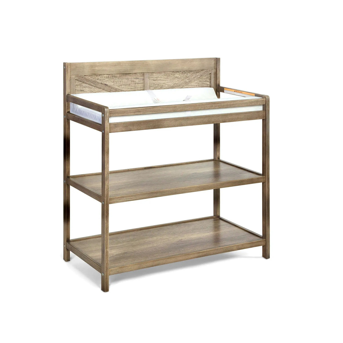 Barnside Changing Table | Vintage Style | 4 Side Rails | Two Storage Shelves