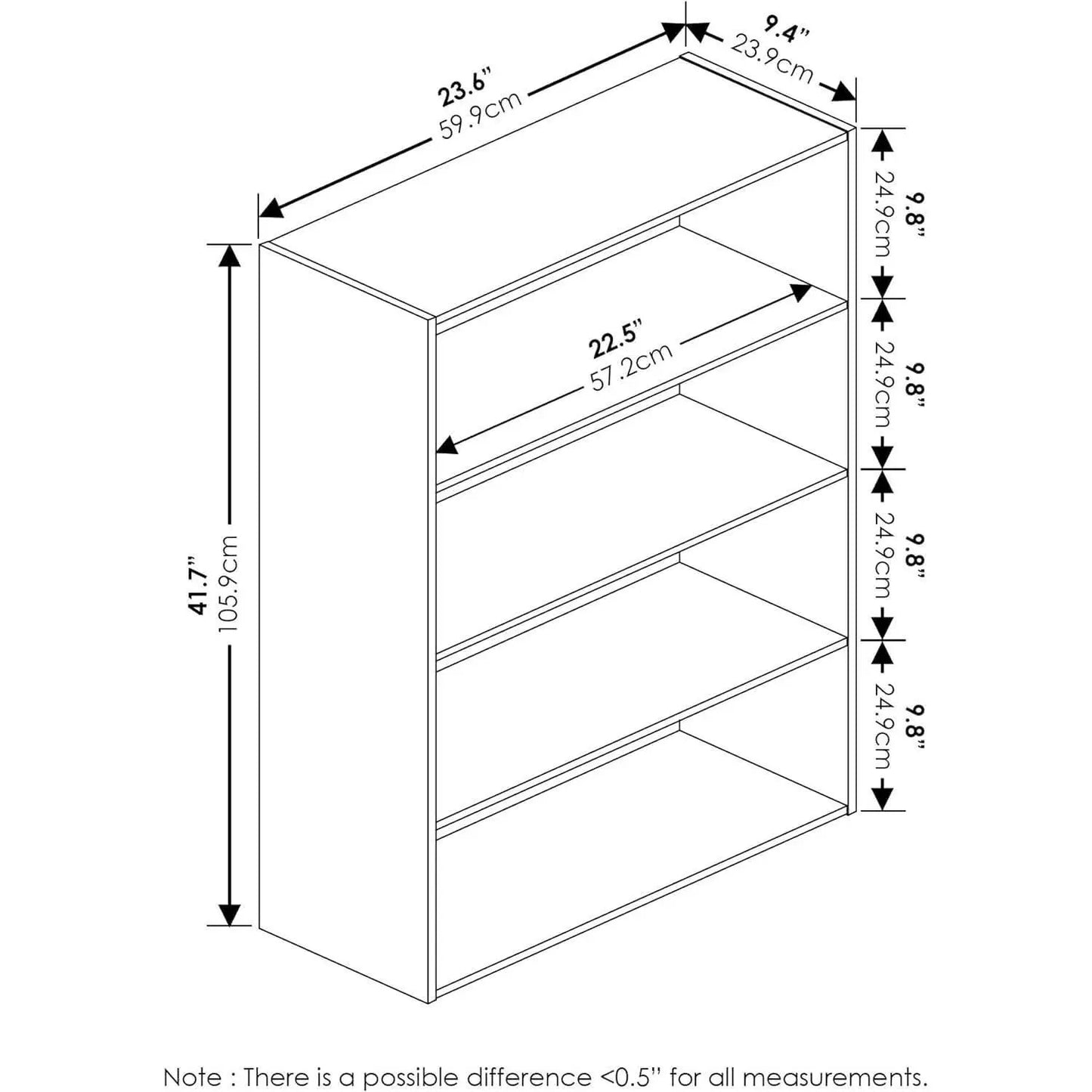 Espresso Four Tier Bookcase Bookshelf Storage Shelves from PriceLows™