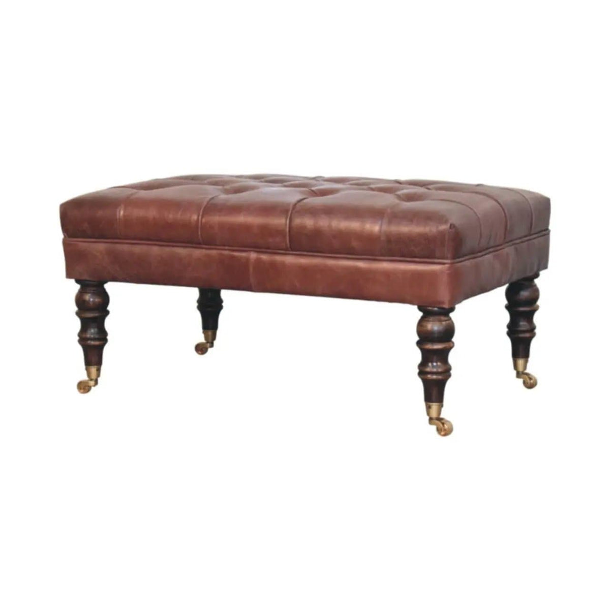 Buffalo Ottoman With Castor Legs | 7 Pieces | Mango Wood | Living Room
