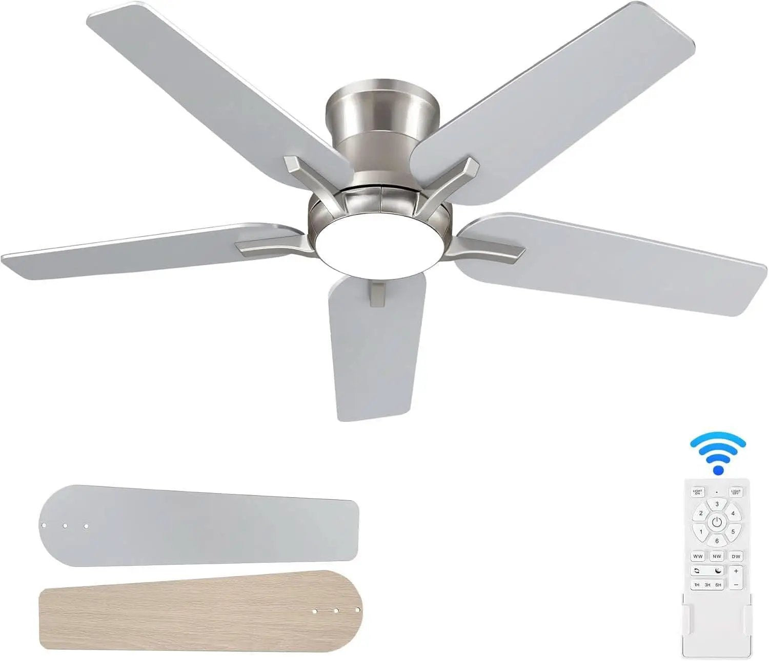 42 Inch Brushed Nickel Ceiling Fan With Remote Control And Lights from PriceLows™