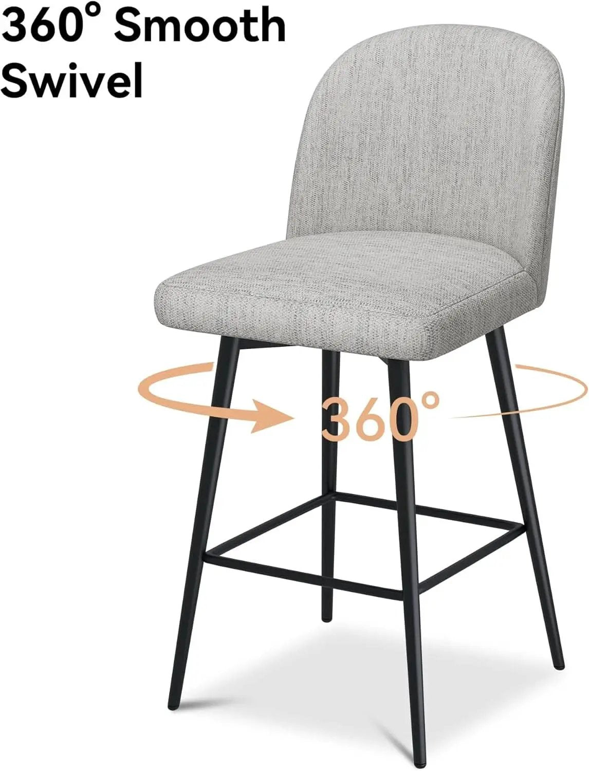 Counter Height Bar Stools 26 Inch 360 Swivel Grey Set of 3 from PriceLows™