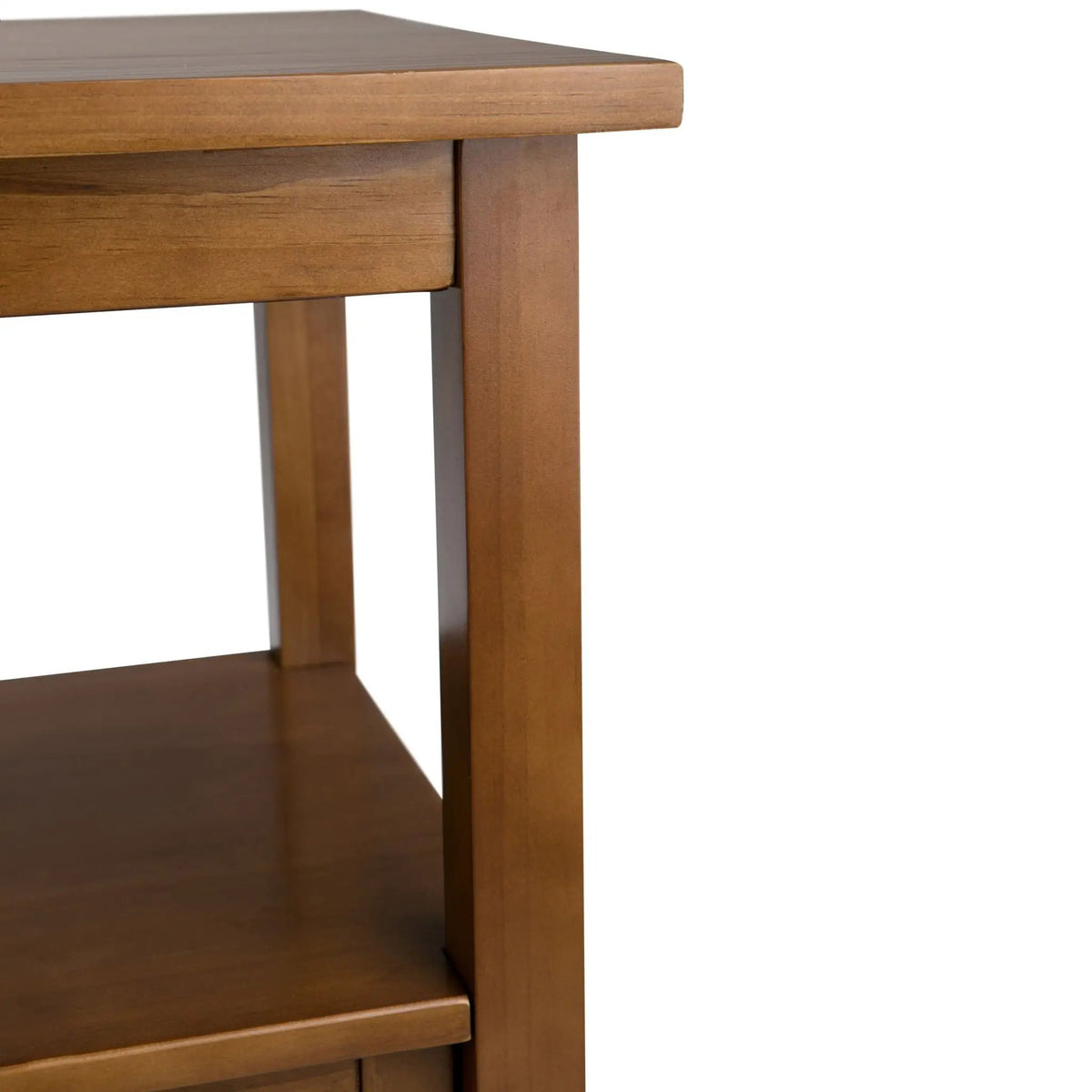 Warm Shaker Solid Wood Table | Bottom Drawer | Open Shelf Storage