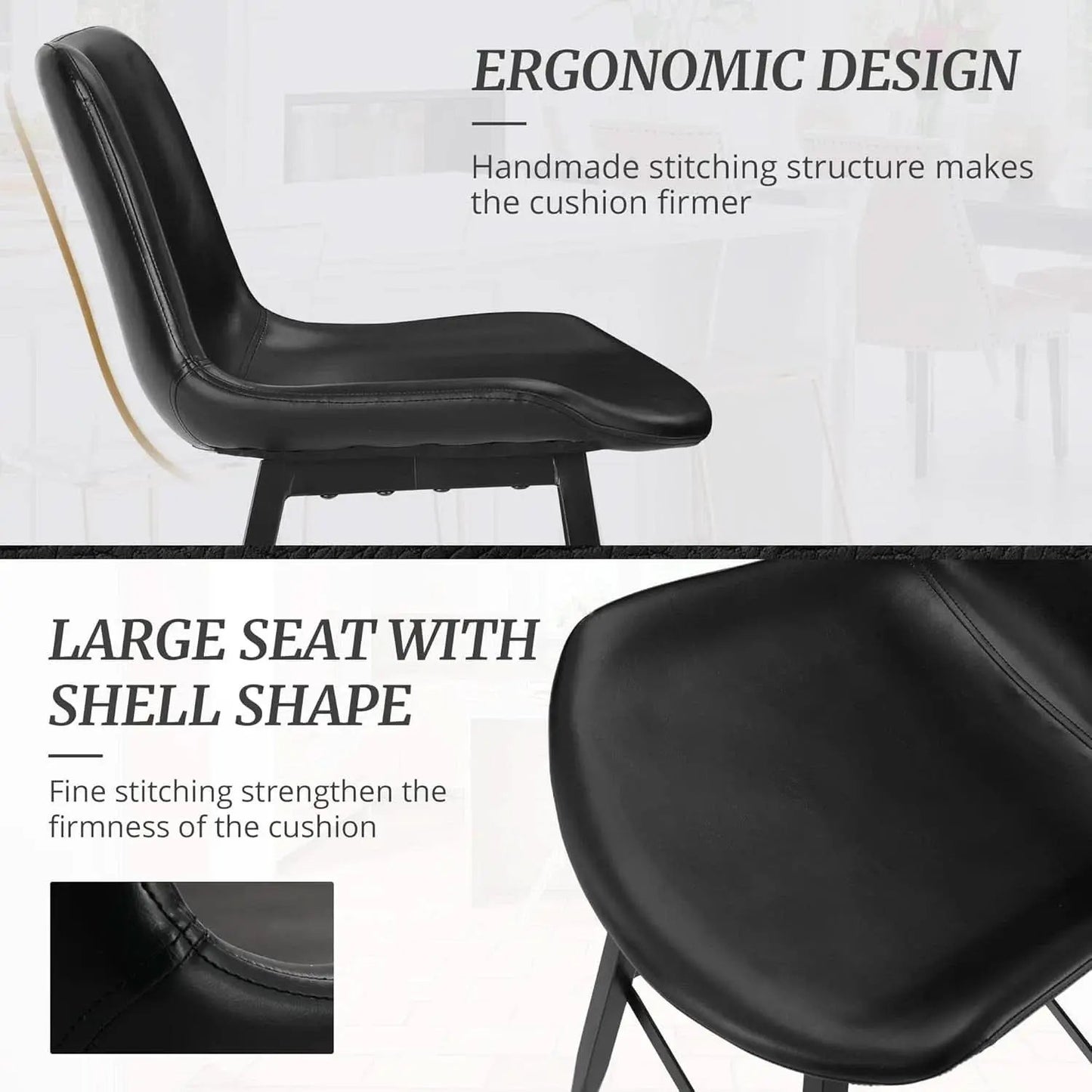 24 Inch Modern Bucket Bar Stool Set Of 3 With Back And Footrest In Faux Leather Black from PriceLows™