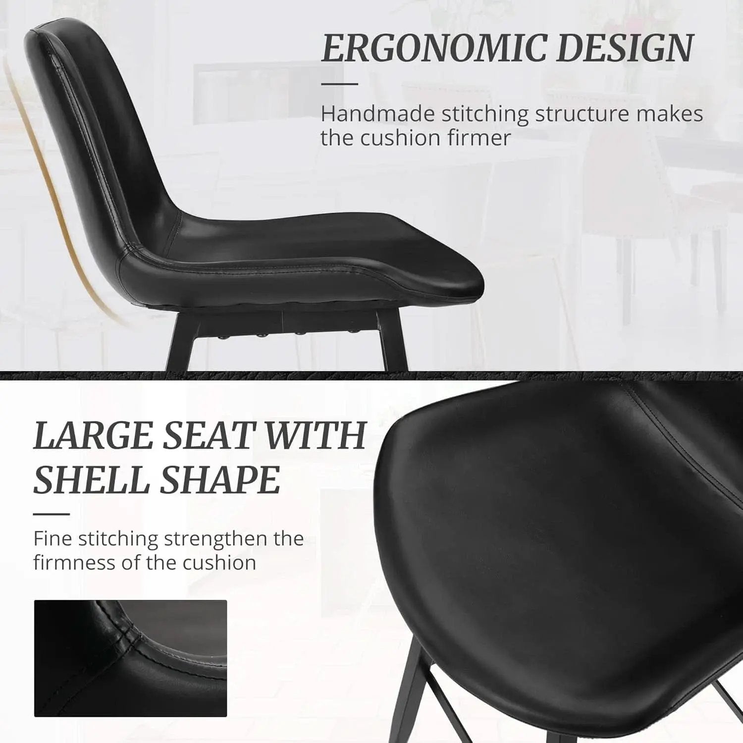 24 Inch Modern Bucket Bar Stool Set Of 3 With Back And Footrest In Faux Leather Black from PriceLows™