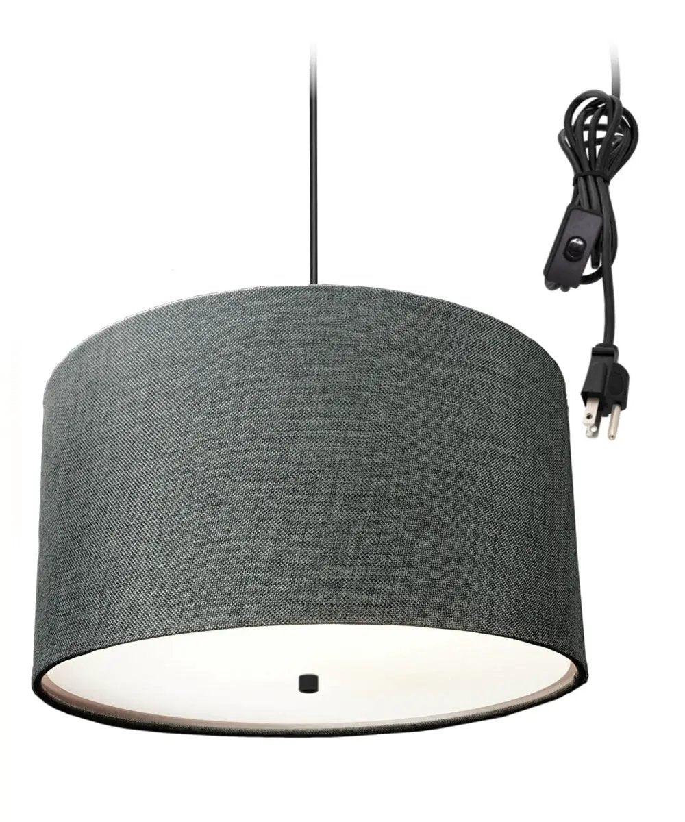 Swag Plug In Pendant | 2 Light | Granite Gray With Diffuser | 18 W Width