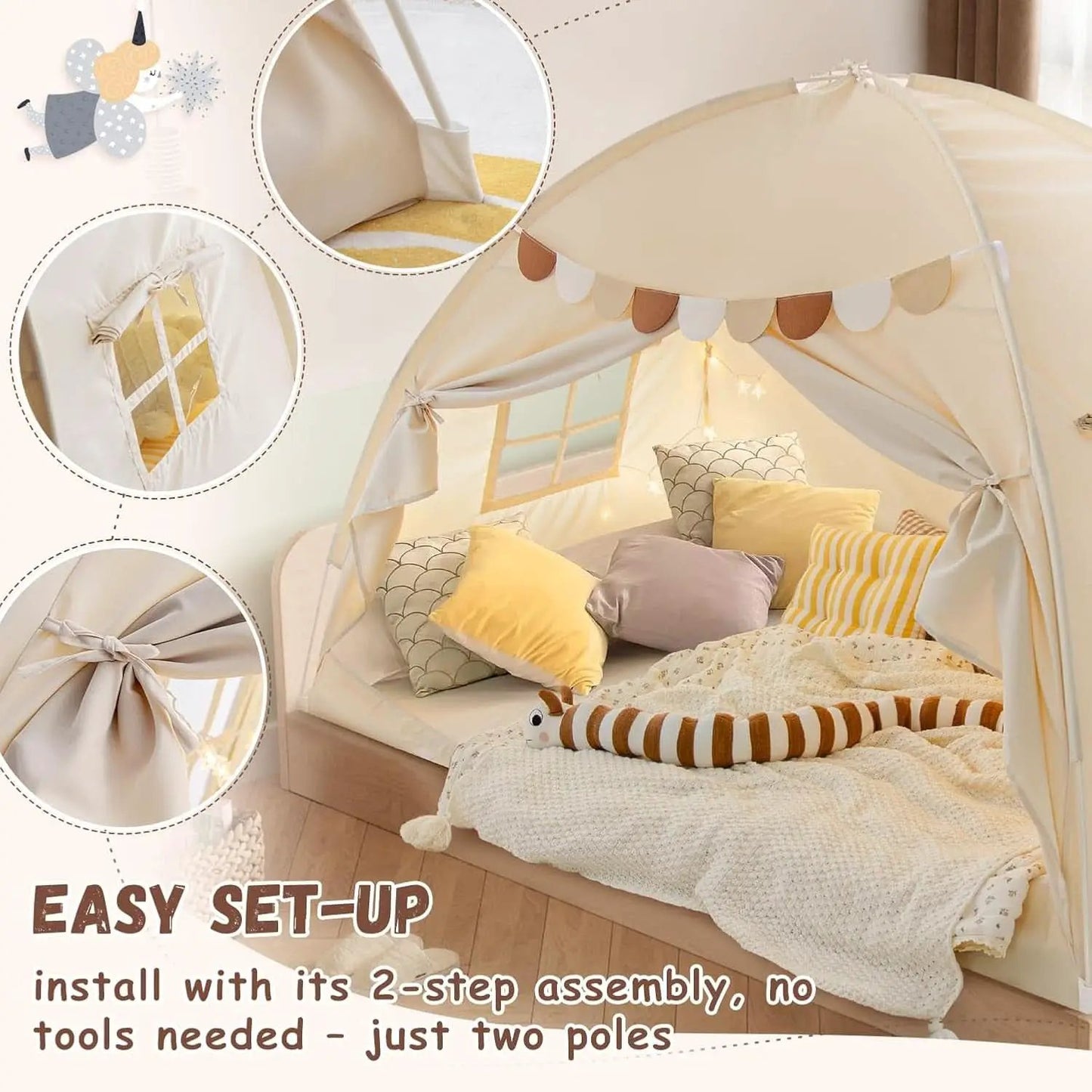 Full Size Bed Canopy Tent Blackout Polyester Cotton from PriceLows™
