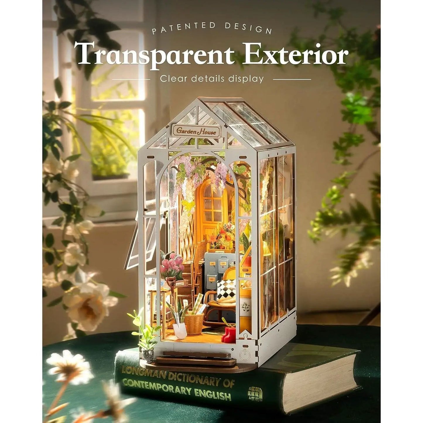 DIY Garden House Book Nook Kit With LED Lights Bookshelf from PriceLows™