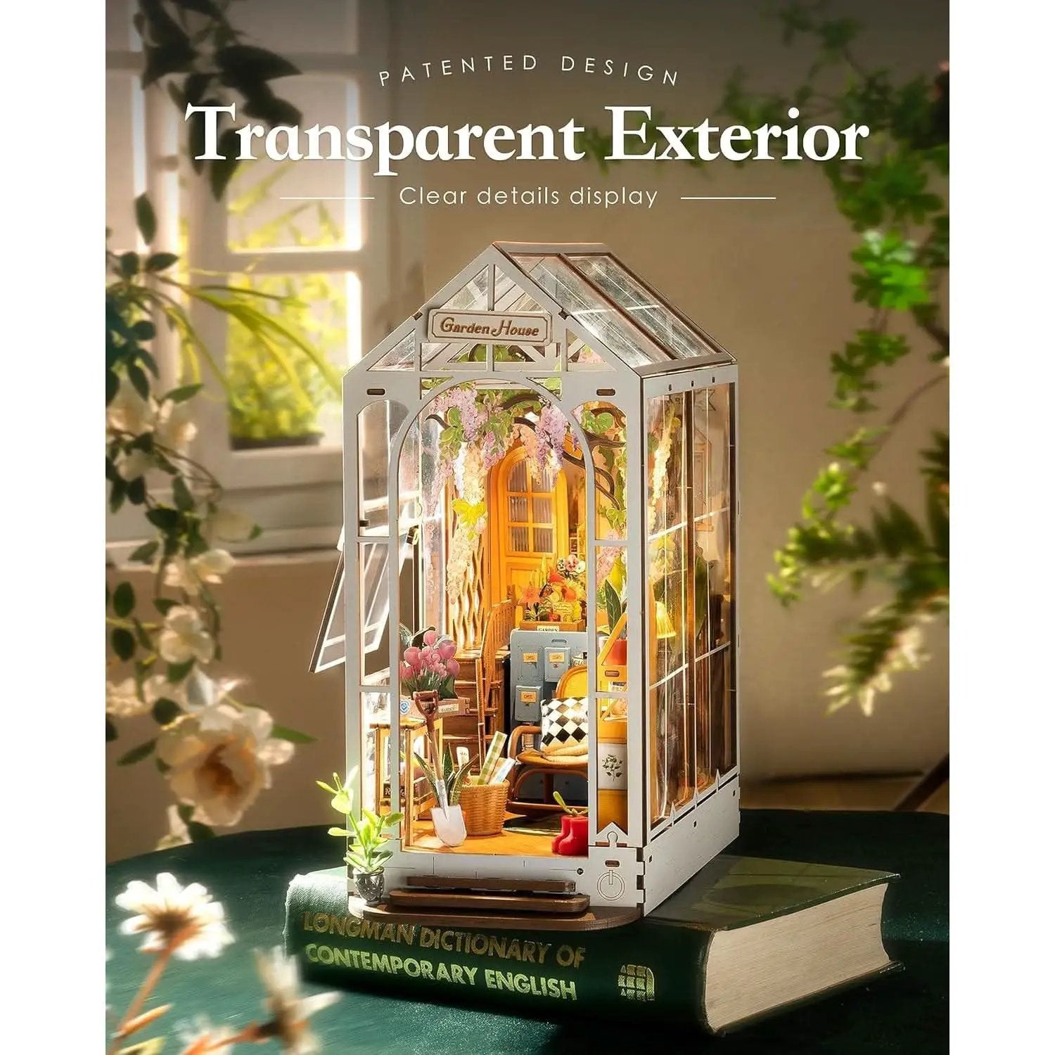 DIY Garden House Book Nook Kit With LED Lights Bookshelf from PriceLows™