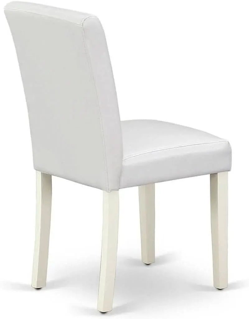 Parson Dining Chairs White Faux Leather Upholstered Pair from PriceLows™