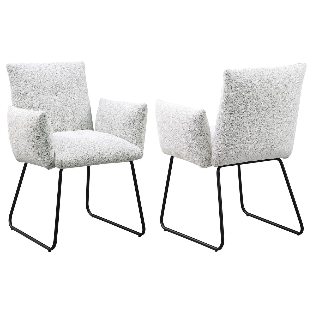 Ackland Upholstered Dining Arm Chair Light Grey (Set of 2) | 27 x 26.5 x 34.5 in | Fabric & Metal | Dining Room