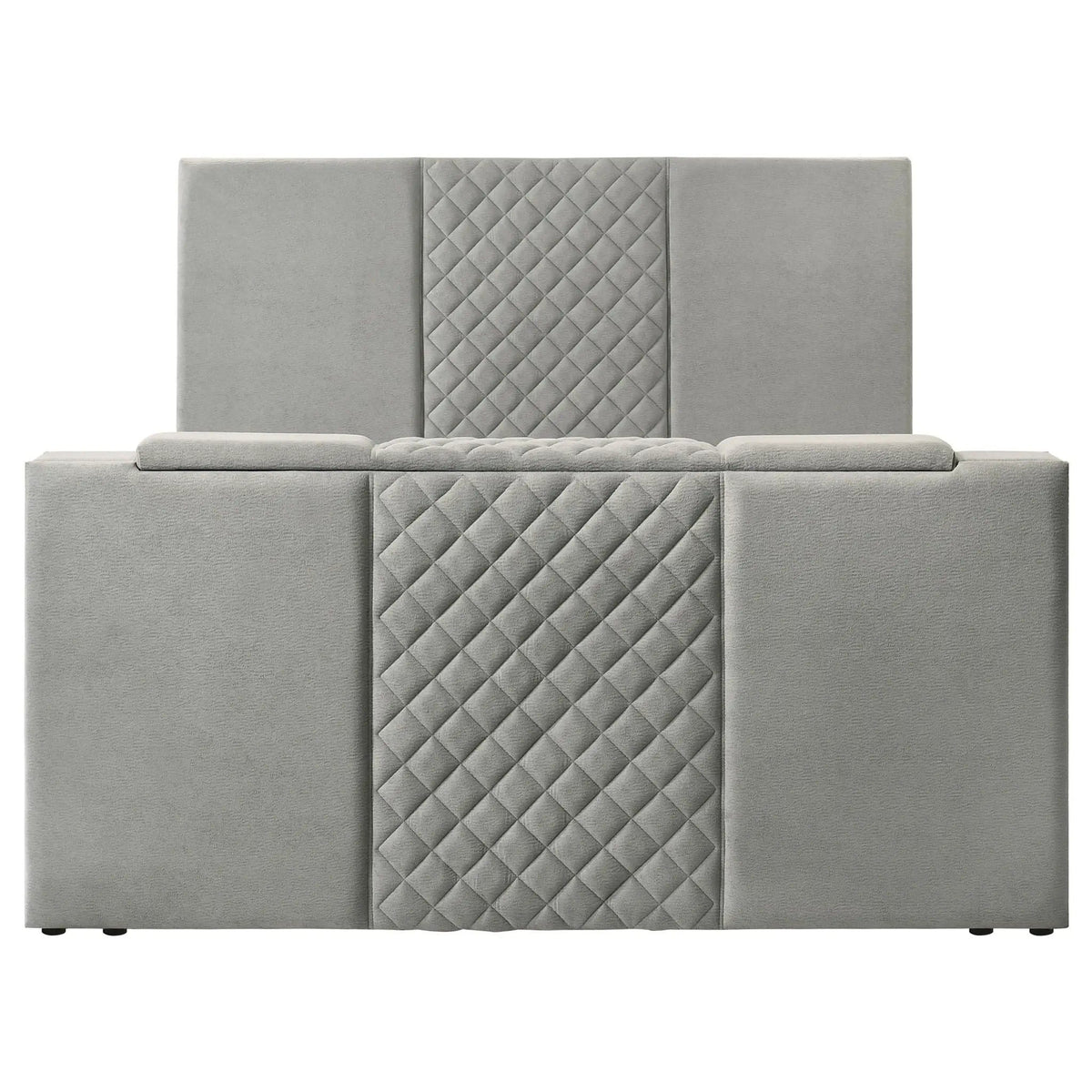 Tara 61-inch Upholstered Eastern King Panel TV Bed | 79.25 x 95.25 x 60.75 in | Velvet & Wood | Grey