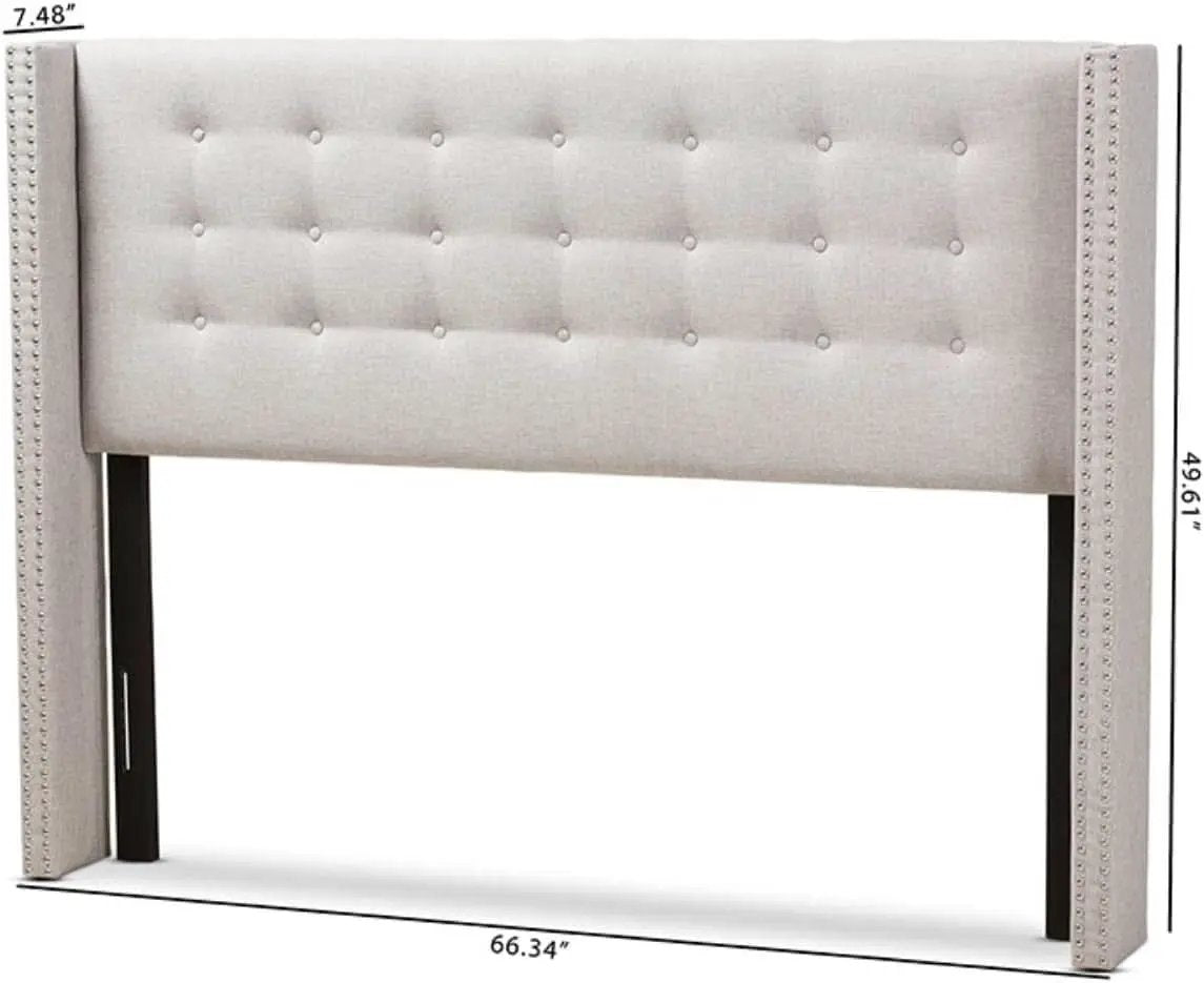 Modern Greyish Beige Winged Tufted Fabric Queen Headboard from PriceLows™