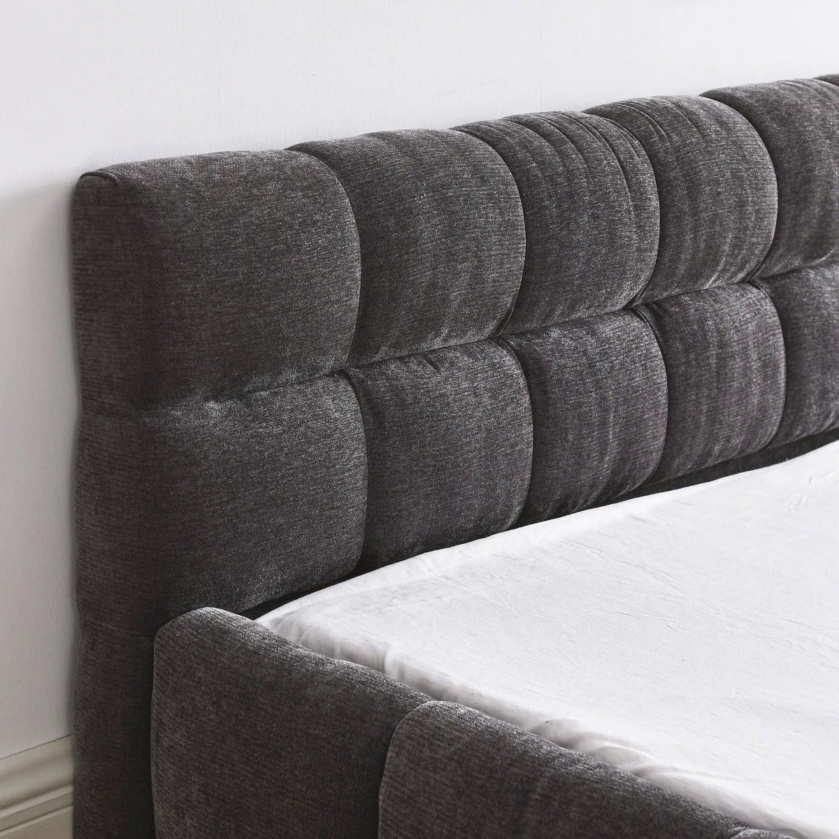 Modern Platform Storage Bed Frame | Thick Fabric Upholstery | Soft Headboard | Solid Construction