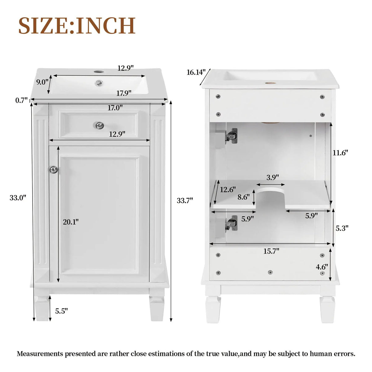 Bathroom Vanity | Solid Wood | Integrated Sink | Soft Closing Doors