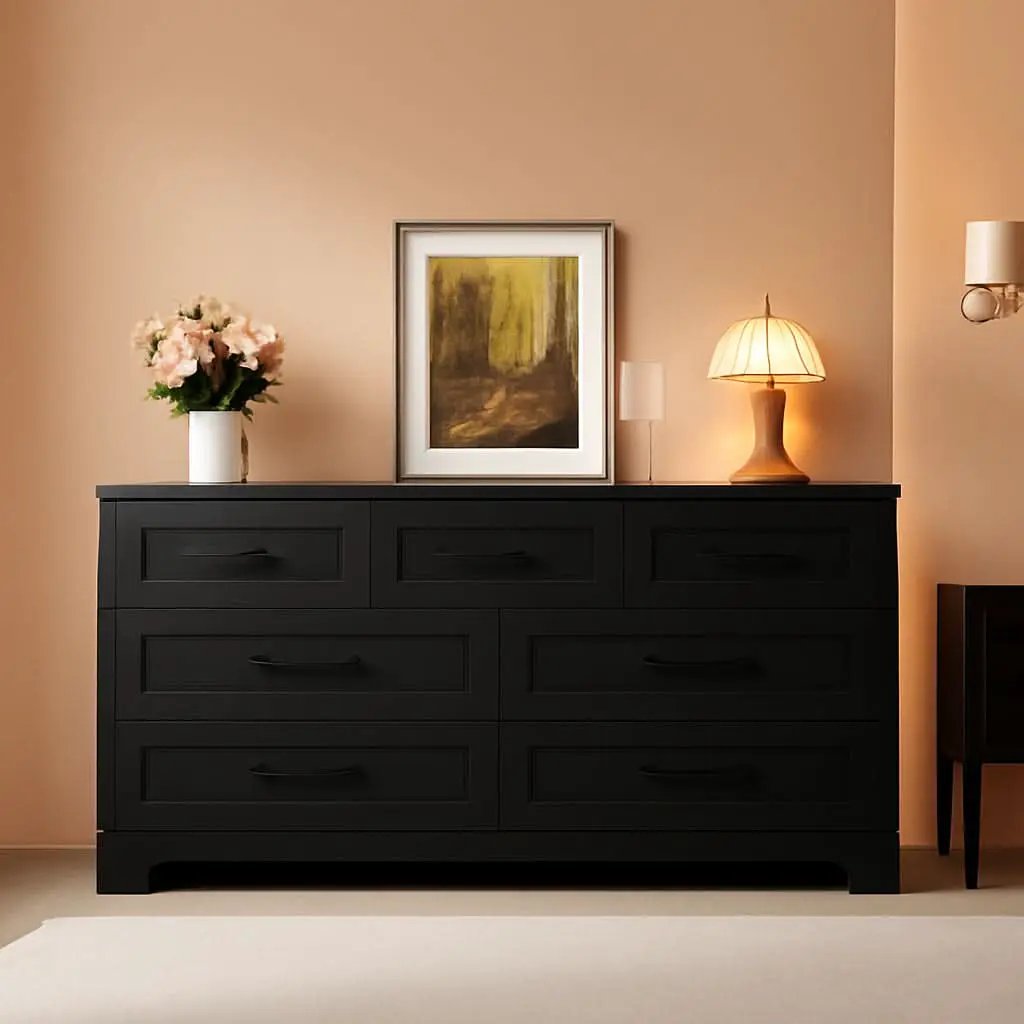 Seven Drawer Dresser For Bedroom Black Finish Storage from PriceLows™