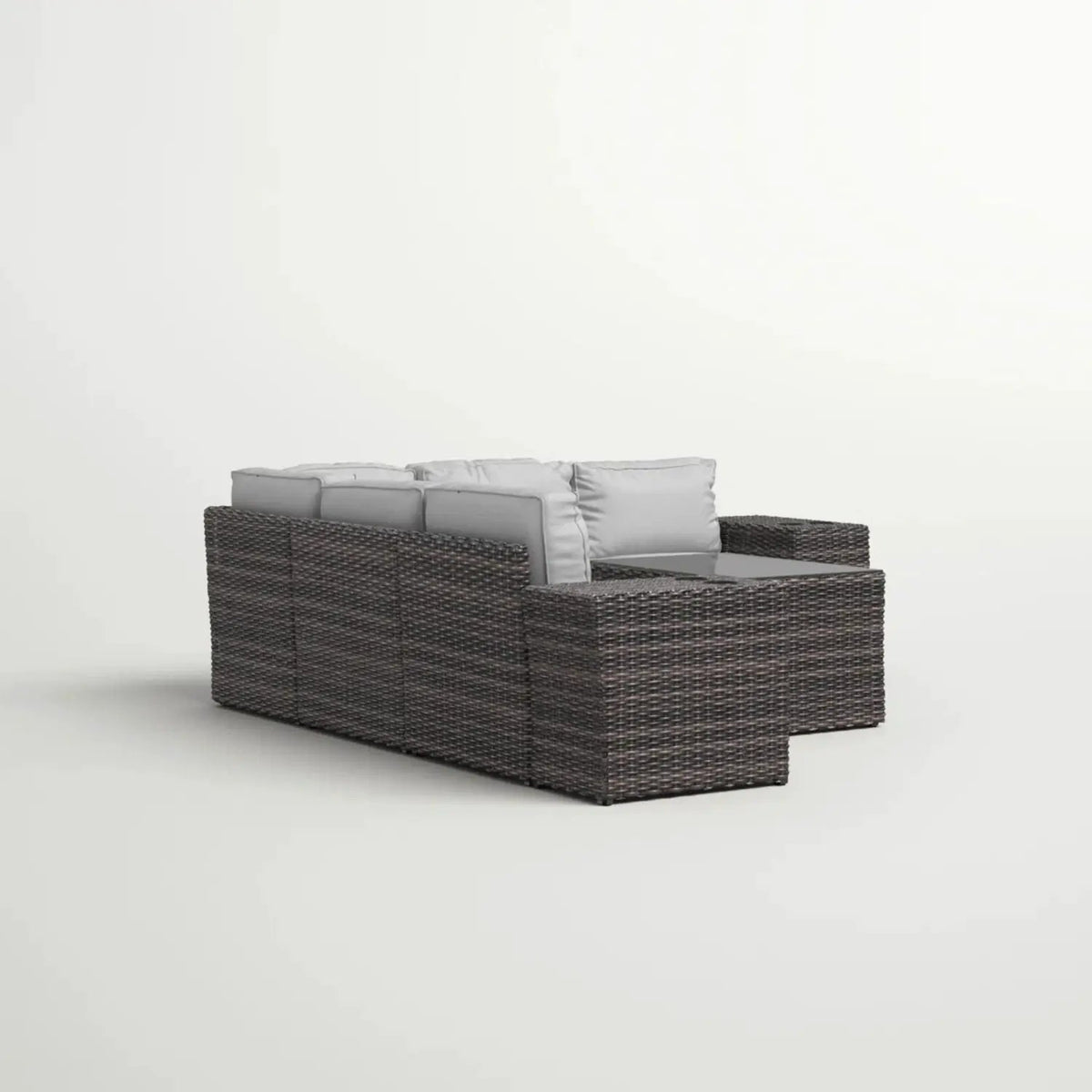 Patio Rattan Sectional Set | Half-Round HDPE Wicker | Rustproof Aluminum Frame | Fully Assembled