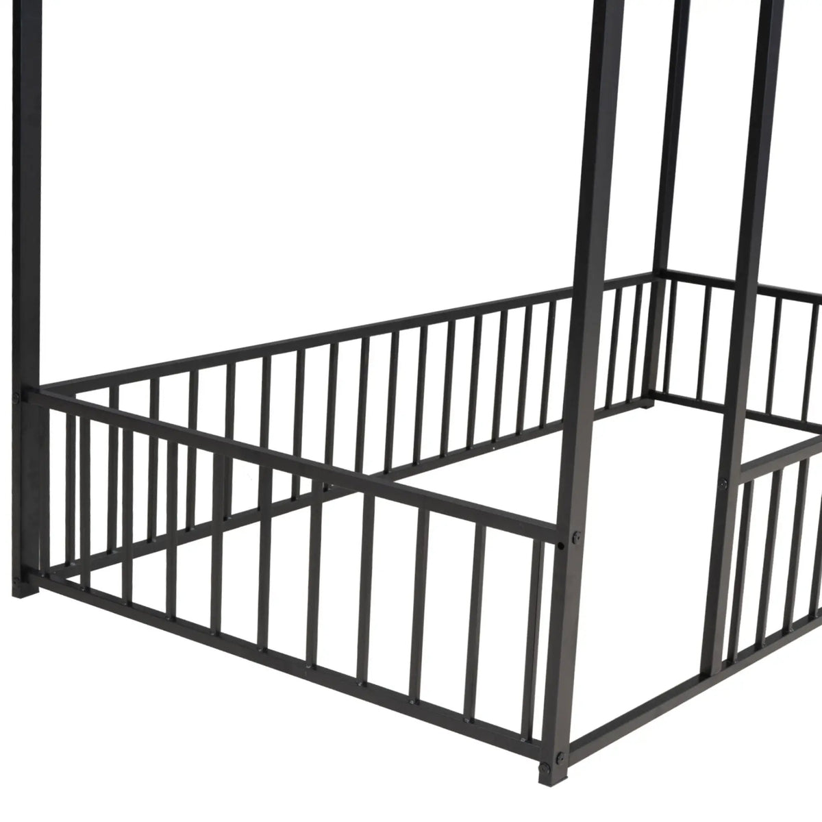 Kids Metal Bed Frame | Roof And Side Fence | Semi Enclosed Space | Three Colors