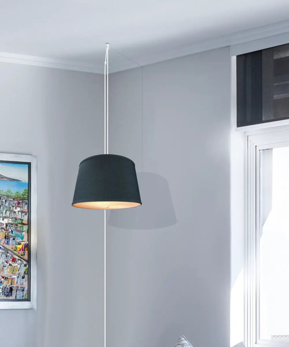 Swag Pendant Light | 2 Light 10 Inch Wide | Plug In White Cord | Slate Blue Shade