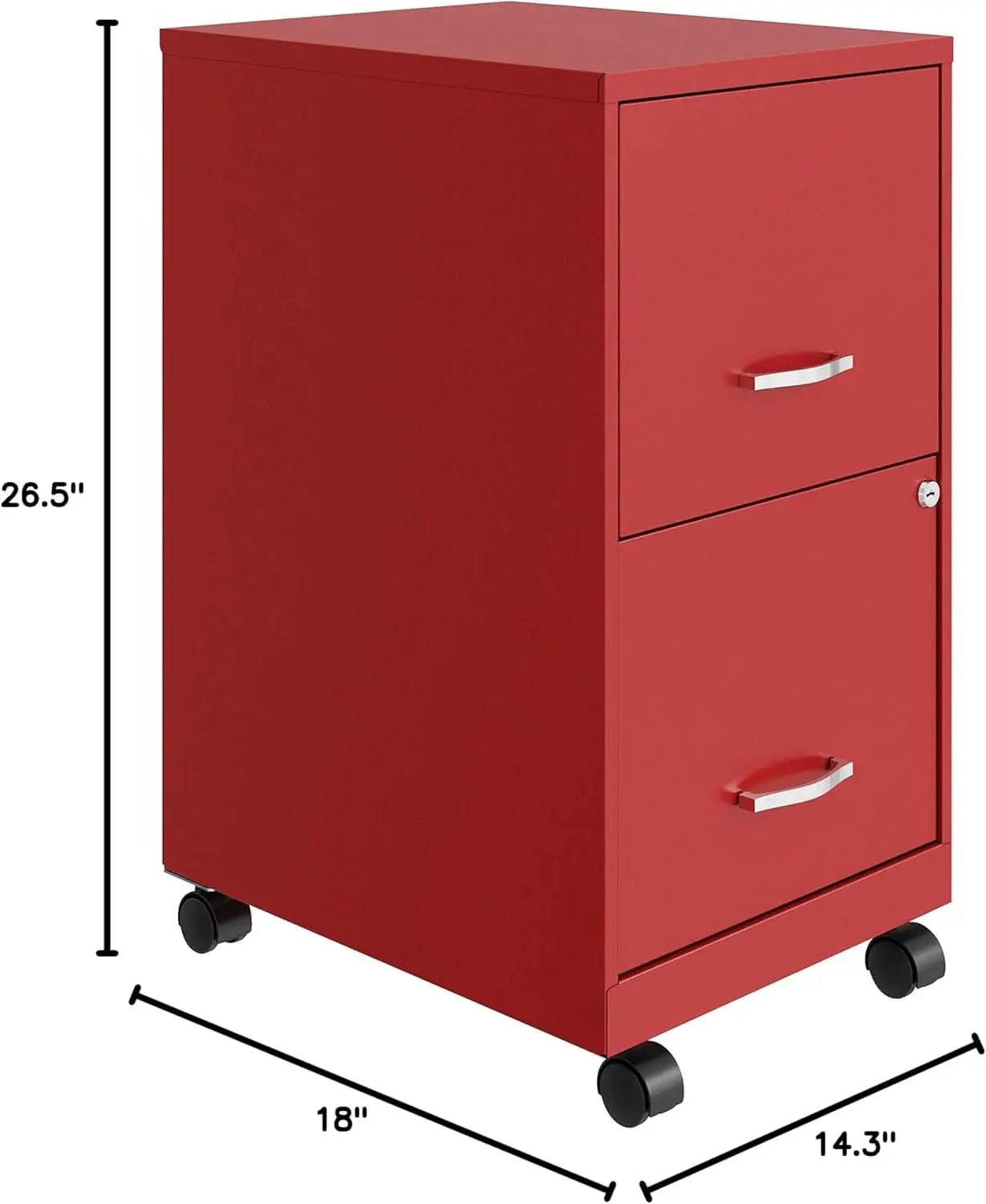 Red Mobile File Cabinet With 2 Locking Drawers 18 Inch from PriceLows™