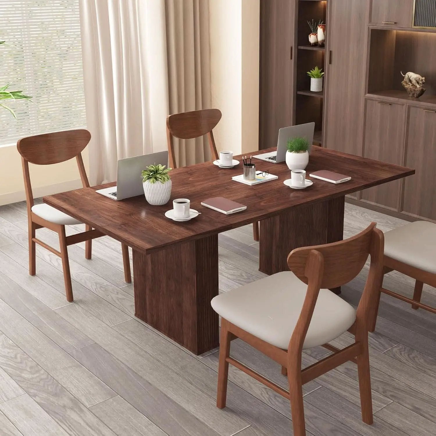 78 Inch Walnut Dining Table Modern Farmhouse Rectangular from PriceLows™