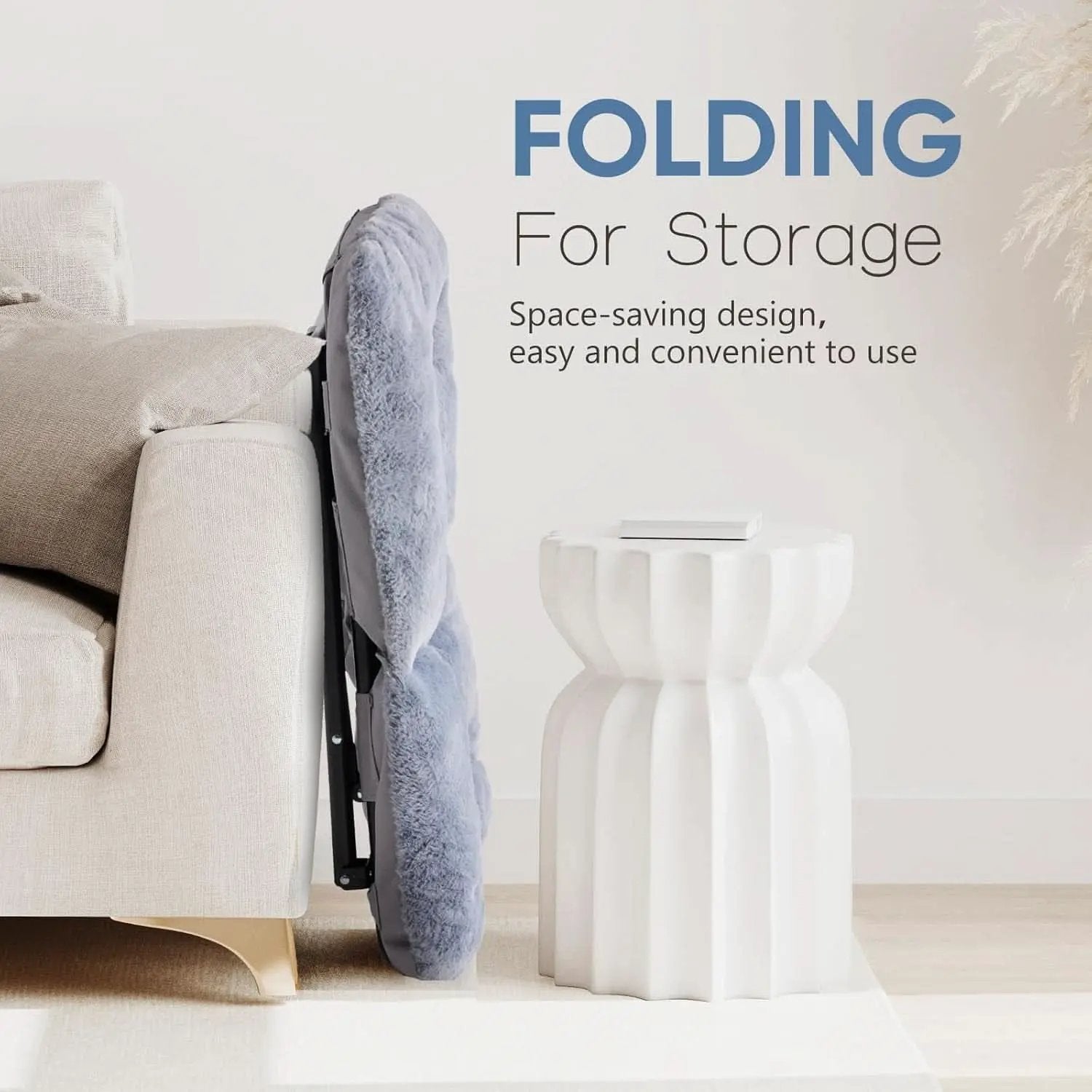 Oversized FauxFur Folding Lounge Chair Charcoal Gray from PriceLows™