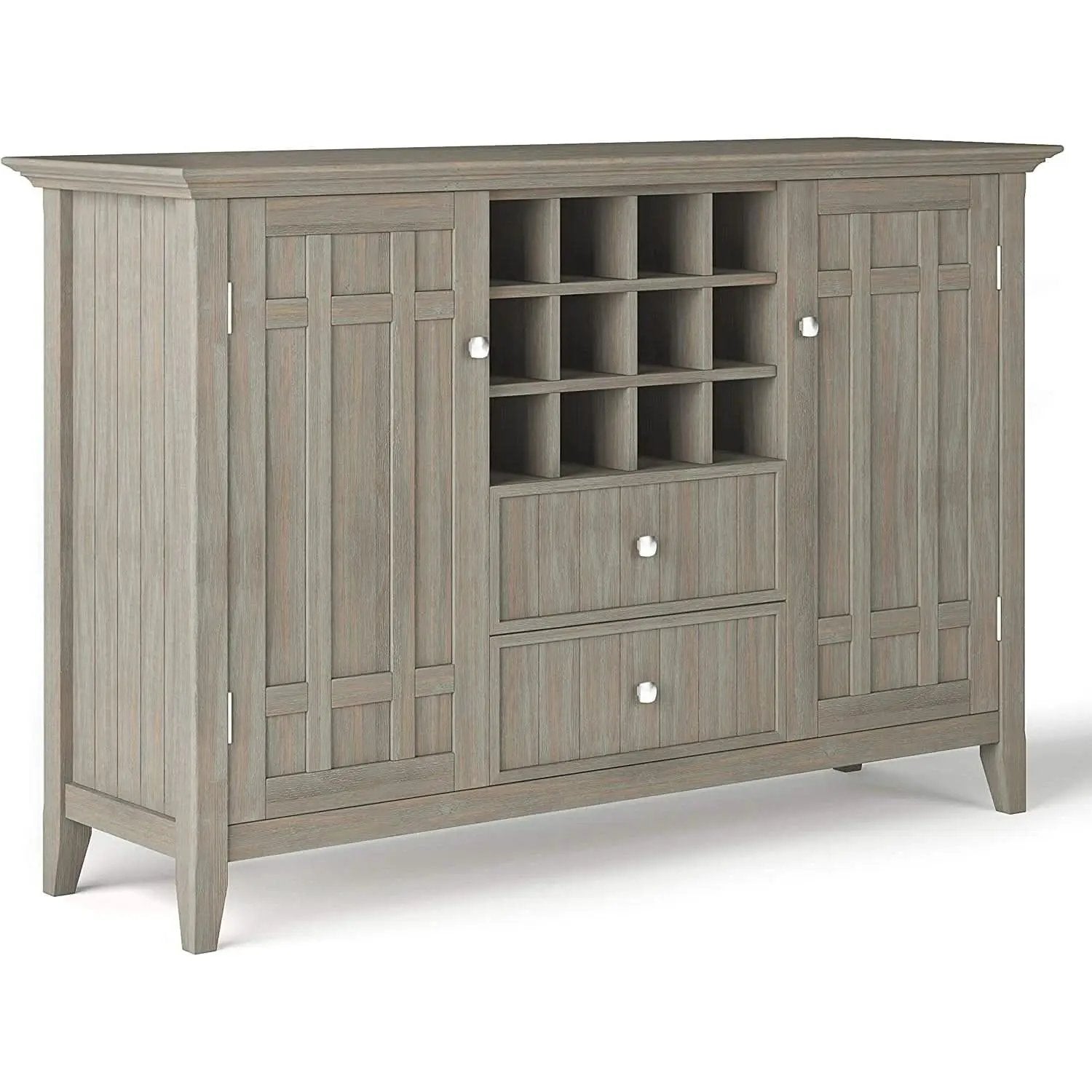 Rustic Gray Pine Wood Sideboard Buffet With Wine Storage from PriceLows™
