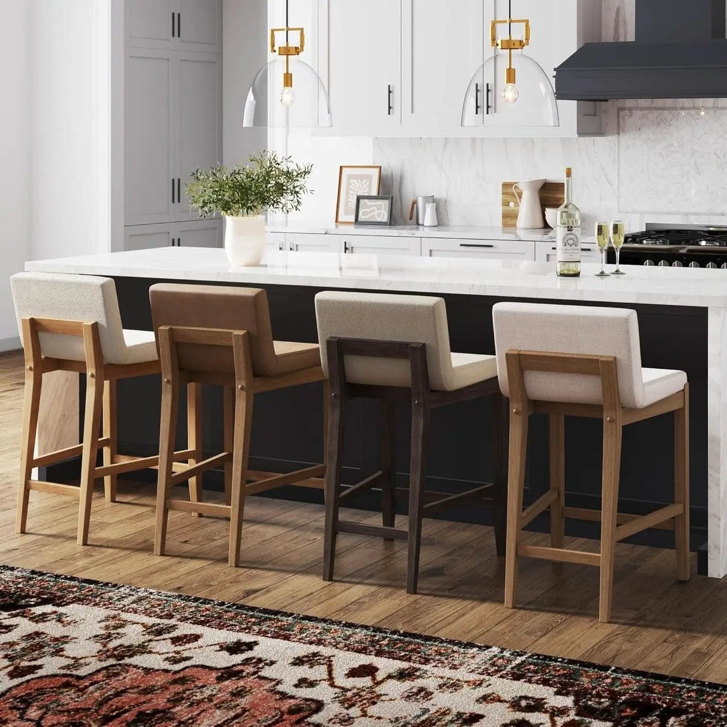 Gracie Modern Counter Height Bar Stool Cream Boucle from PriceLows™