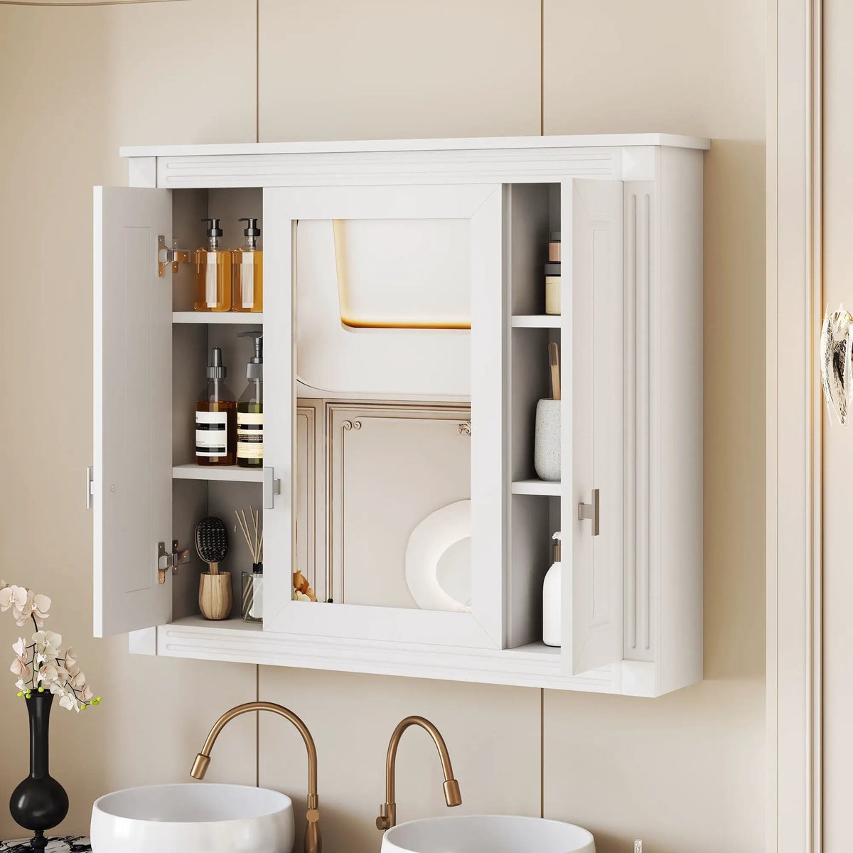 Wall Mounted Bathroom Cabinet | Mirror | 5 Shelves | Rectangular Design