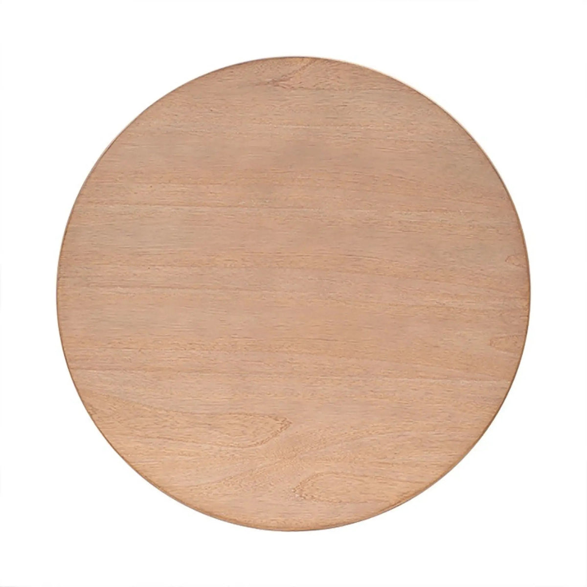 Minimalist Round Coffee Table | Natural Finish | Fixed Shelf Storage | 36 Inch Diameter