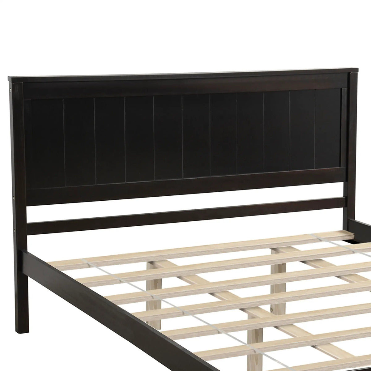 Platform Bed Frame With Headboard | Espresso Finish | Durable Pine Wood