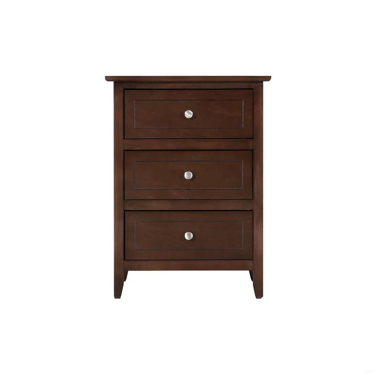 Nightstand | 3 Drawer | Real Wood Veneer | Nickel Hardware