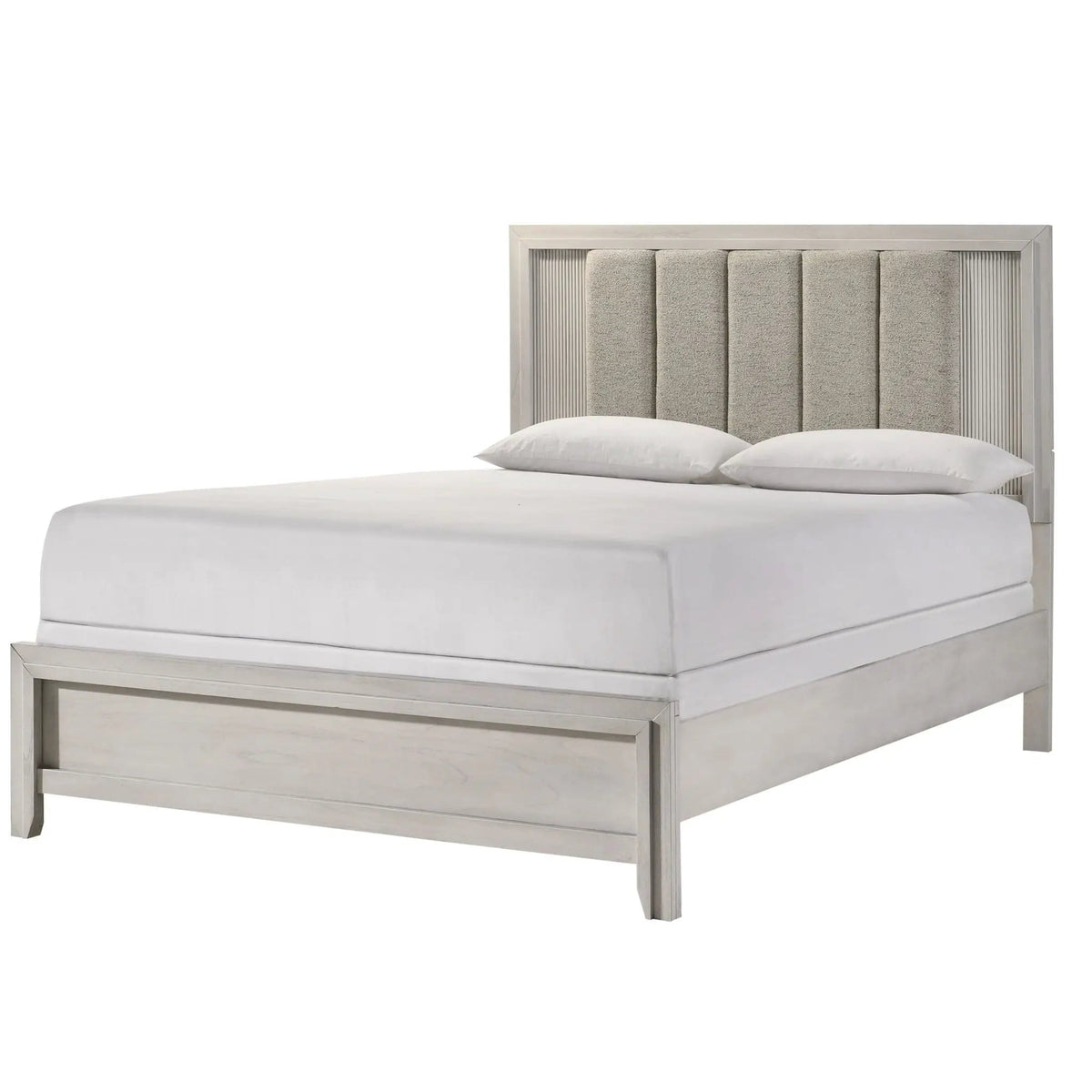 Plush Upholstered Headboard Framed Bed | 2 Pieces | Fabric & Wood | Bedroom