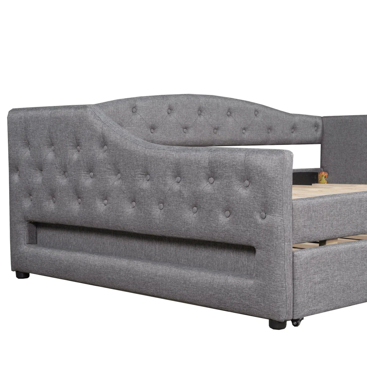 Daybed With LED Lights | Upholstered Trundle Daybed | Thickly Padded Sponge | 84 Inch Length