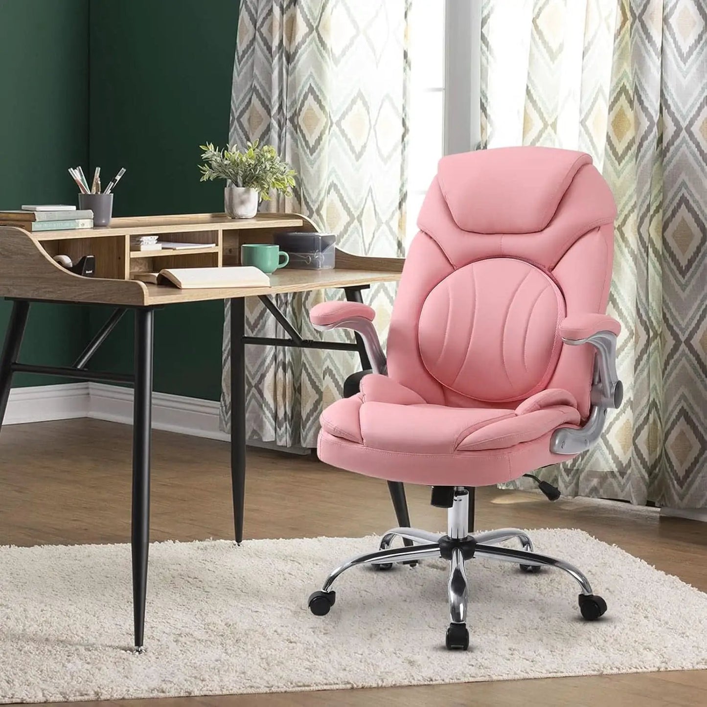 Pink Ergonomic Office Chair With Adjustable Lumbar Support from PriceLows™